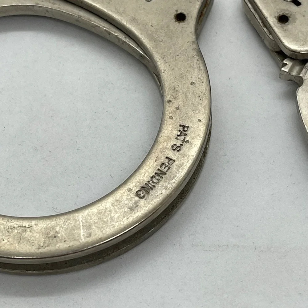 Vintage Smith & Wesson Handcuffs Model 100 Silver Restraints with Key S&W Cuffs